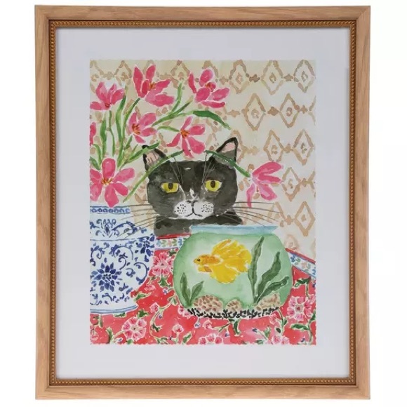 Other - Sneaky Cat With Fish Framed Wall Decor